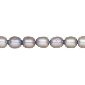 Freshwater pearl 1pkg1 rice, 15 inch light silver peacock 6mm cultured
