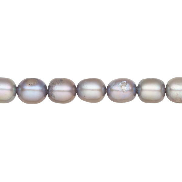 Freshwater pearl 1pkg1 rice, 15 inch light silver peacock 6mm cultured image number 0