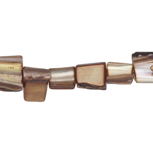 Mother-of-pearl shell 1pkg1, triangle tube bead 15 inch golden brown 7x6mm-12x9mm image number 0
