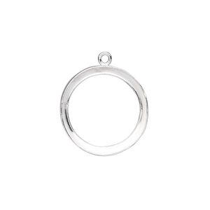 Drop, fine silver, 19mm round with 18mm round bezel setting. Sold per pkg of 2.