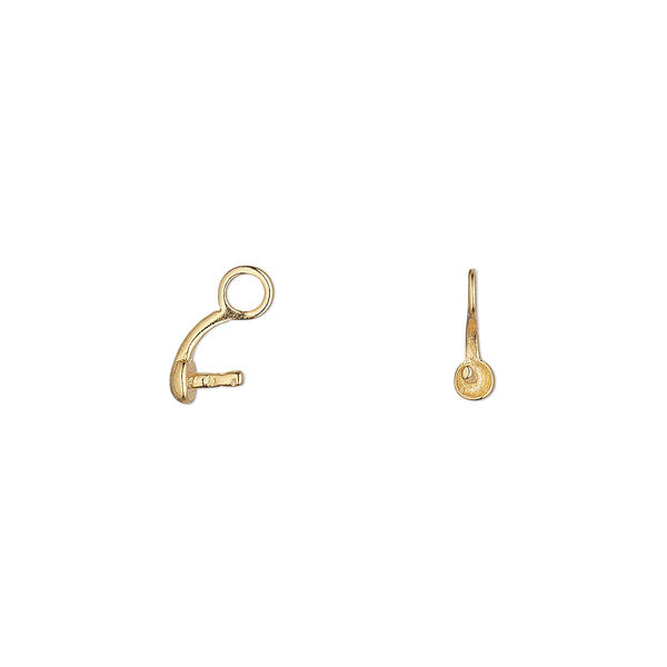 Cup, gold-plated brass, 2mm cup with 2mm peg, fits 6mm half-drilled bead. Sold per pkg of 10. image number 0