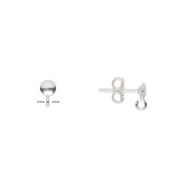 Earstud 1pkg2 sterling silver, 3.5mm saucer / open loop, 1 pair image number 0