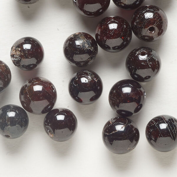 Bead 1pkg1 garnet, 8.5-9.5mm round C grade, 1 ounce dyed image number 0