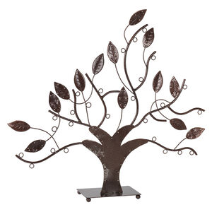 Display, necklace / bracelet / earring, steel, powder-coated bronze, 19 x 19 x 4-inch leafy tree with 26 display loops. Sold individually.