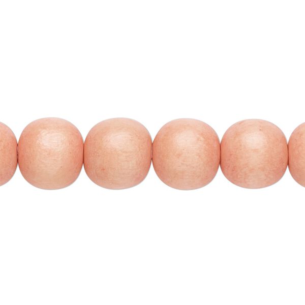 Bead, Taiwanese cheesewood (dyed / waxed), light orange, 9-10mm round. Sold per pkg of (2) 15-1/2" to 16" strands. image number 0