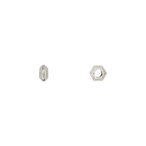 Bead, TierraCast®, antique silver-plated pewter (tin-based alloy), 5x2.5mm hexagon rondelle. Sold per pkg of 20.