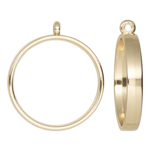 Focal, gold-finished "pewter" (zinc-based alloy), 28mm open round. Sold per pkg of 2. image number 0