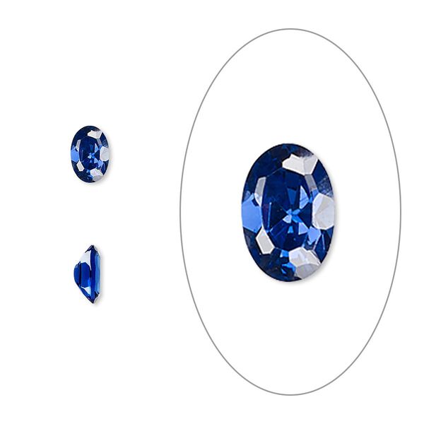 Gem, cubic zirconia, spinel blue, 6x4mm faceted oval, Mohs hardness 8-1/2. Sold per pkg of 2. image number 0