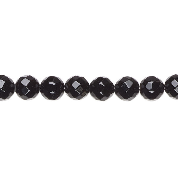 Bead, black onyx (dyed), 6mm faceted round, A- grade, Mohs hardness 6-1/2 to 7. Sold per 15-1/2" to 16" strand. image number 0
