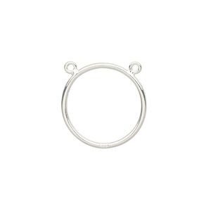 Connector, sterling silver, 18mm open round with 2 loops. Sold individually.