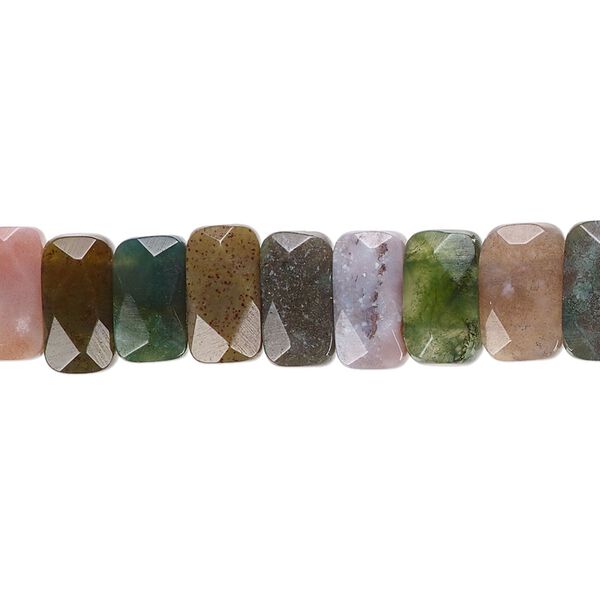 Fancy jasper 1pkg1, faceted rectangle bead natural 8 inch 9x5mm-10x6mm image number 0