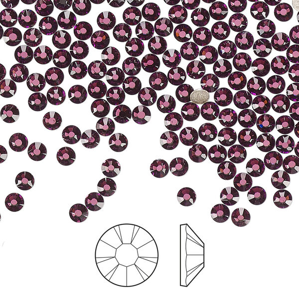 Flat back 144pk amethyst foil back, Preciosa MAXIMA Czech crystal hotfix rhinestone 2.7-2.9mm chaton rose round SS10 image number 0