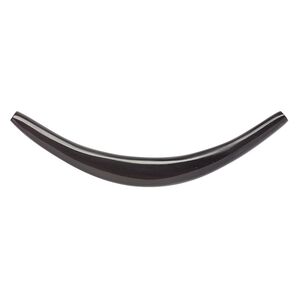 Component, horn (dyed), black, 9-10.5mm, 3 x 3/4 inch to 3-1/4 x 1 inch undrilled flat curve with tapered 4-5mm ends. Sold individually.