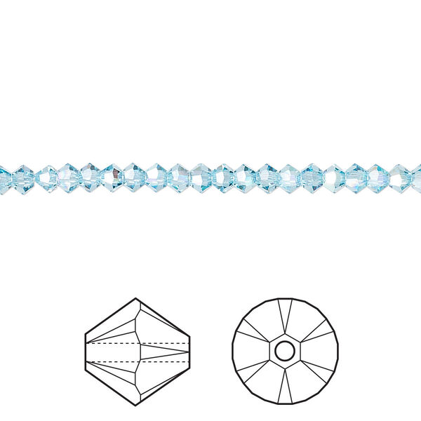 Bead 48pk aquamarine AB, Crystal Passions® 3mm bicone 5328 image number 0