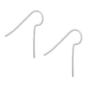 Ear wire fishhook 1pkg100 silver-plated, 24mm / 16mm shank, 22 gauge brass 50 pair