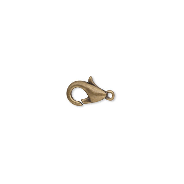 Clasp, lobster claw, antique gold-plated brass, 10x6mm with closed loop. Sold per pkg of 100. image number 0