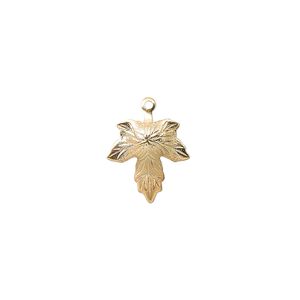 Charm, gold-plated brass, 12mm maple leaf. Sold per pkg of 100.
