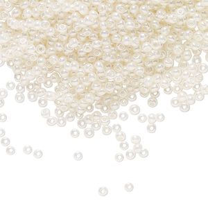 Seed bead, Preciosa Ornela Czech glass, pkg/500g, #11 rocaille, opaque pearl luster white, (47102).