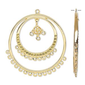 Focal, gold-plated brass, 38mm double hoop with 29 loops and (23) PP8 settings. Sold per pkg 2.