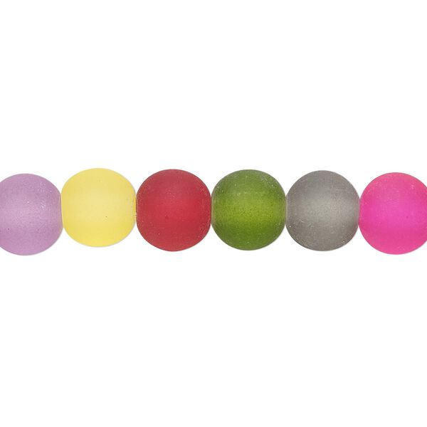 Bead, glass, translucent matte multicolored, 8mm round. Sold per 15-1/2 to 16-inch strand. image number 0
