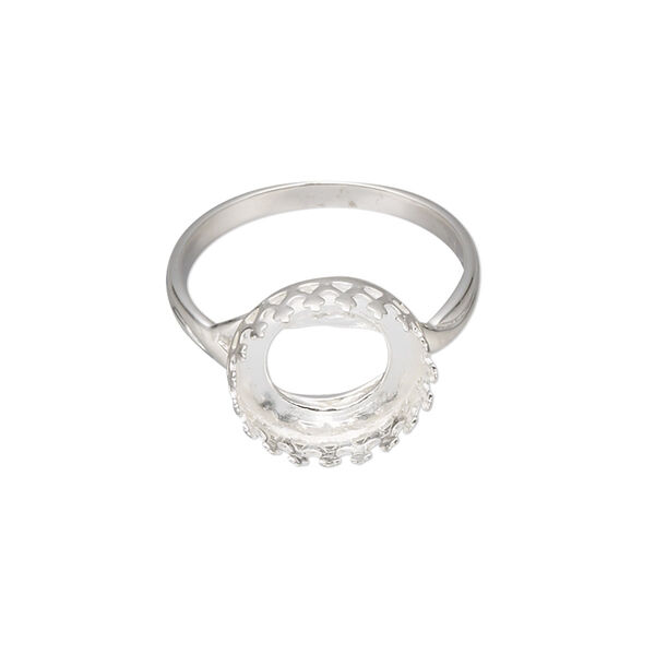 Ring, sterling silver, 13mm round with filigree edge and 12mm round cabochon bezel setting, size 9. Sold individually. image number 0