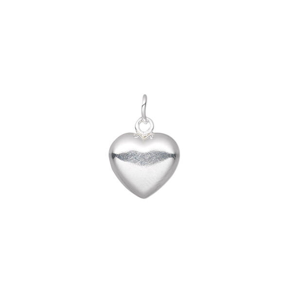 Charm, sterling silver, 13x10mm puffed heart. Sold per pkg of 2. image number 0
