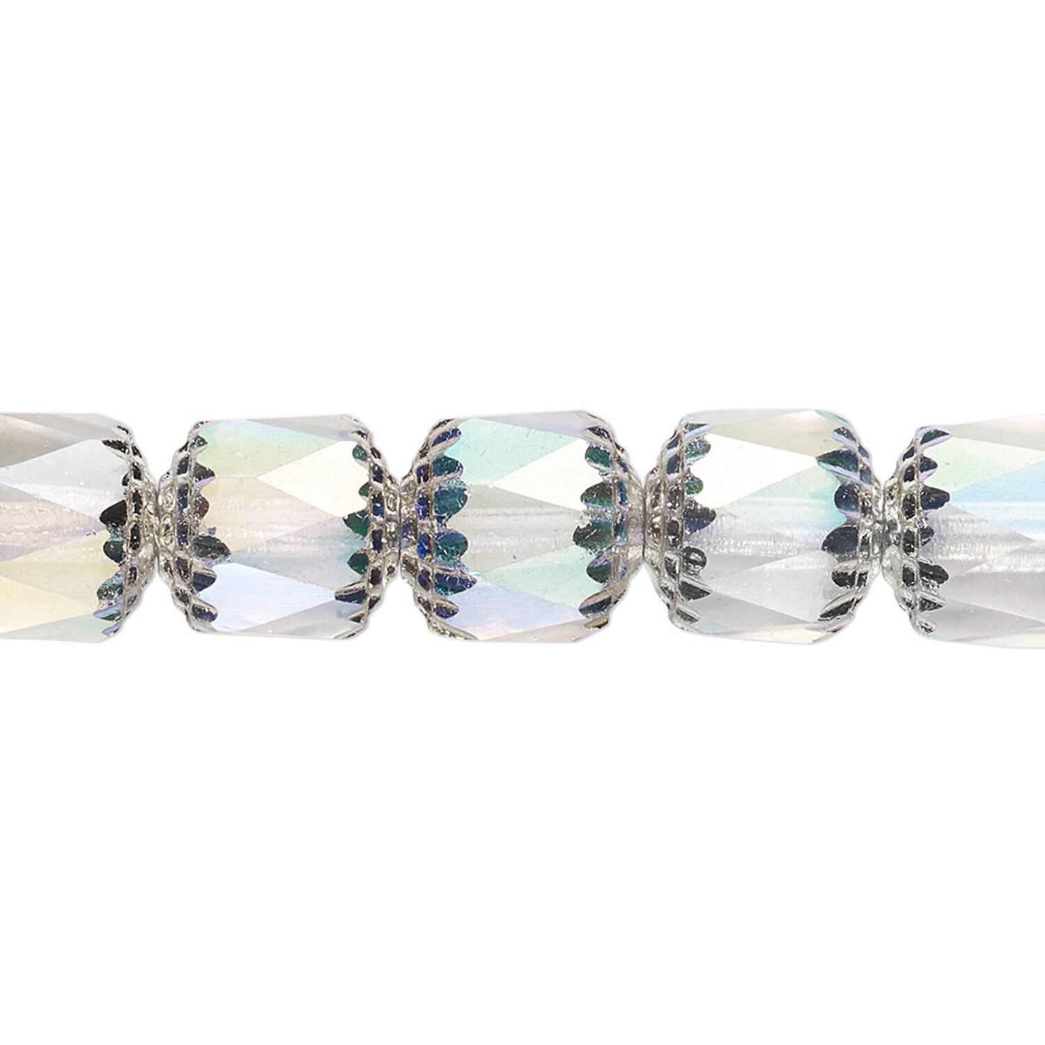 thumbnail image 2 of 10 Crystal Apollo Silver Cathedral Czech Glass Beads – 10mm, Clear Czech Glass 2 of 6