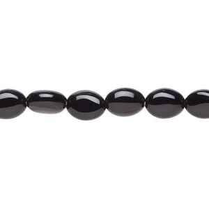 Black onyx 1pkg1, flat oval bead 15.5-16 inch 8x6mm