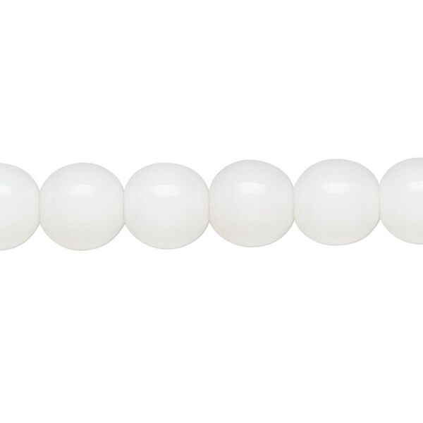 Bead, Czech glass druk, opaque white, 10mm round. Sold per 15-1/2" to 16" strand. image number 0
