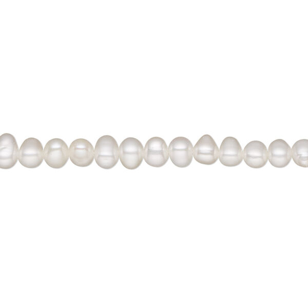 Pearl, White Lotus™, cultured freshwater (bleached), white, 4-4.5mm semi-round, B grade, Mohs hardness 2-1/2 to 4. Sold per 15-1/2" to 16" strand. image number 0