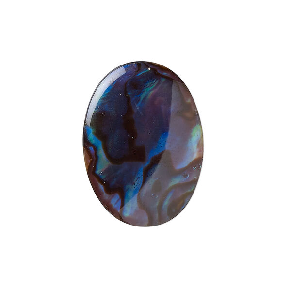 Cabochon, paua shell (coated / dyed), purple, 25x18mm calibrated oval, Mohs hardness 3-1/2. Sold individually. image number 0