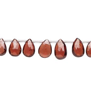 Garnet 1pkg1, hand-cut top-drilled faceted puffed teardrop bead natural 4 inch graduated 6x4mm-9x7mm