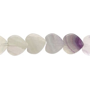 Rainbow fluorite 1pkg1, flat heart bead natural, 15 inch 10mm
