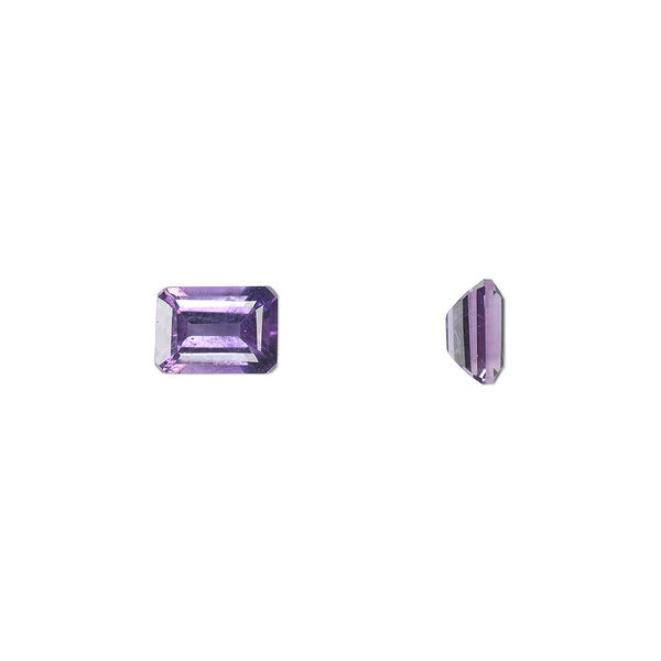 Gem, amethyst (natural), light to medium, 7x5mm faceted emerald-cut, A grade, Mohs hardness 7. Sold individually. image number 0