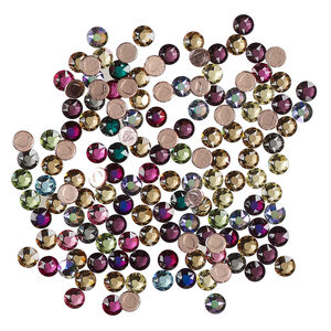 Flat back mix 1pkg144 mixed colors, Crystal Passions&reg; rhinestone 3.80-4.00mm hotfix round SS16 2078HF