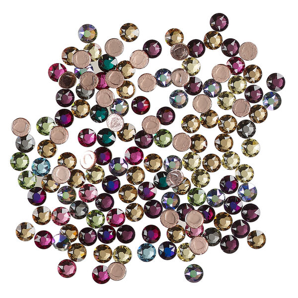 Flat back mix 1pkg144 mixed colors, Crystal Passions&reg; rhinestone 3.80-4.00mm hotfix round SS16 2078HF image number 0