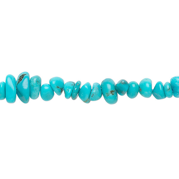 Bead, turquoise (dyed / stabilized), blue, mini chip, Mohs hardness 5 to 6. Sold per 15-1/2" to 16" strand. image number 0