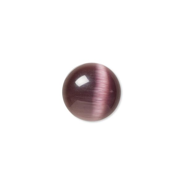 Cabochon, cat's eye glass (fiber optic glass), purple, 14mm calibrated round, quality grade. Sold per pkg of 10. image number 0