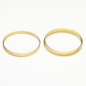 Memory wire 1pkg1, gold-finished carbon steel, 2-1/4 inch bracelet, 0.5mm thick, approximately 6 loops.