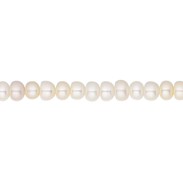 Pearl, White Lotus™, cultured freshwater (bleached), white, 4.5-5mm button, C grade, Mohs hardness 2-1/2 to 4. Sold per 15-1/2" to 16" strand. image number 0
