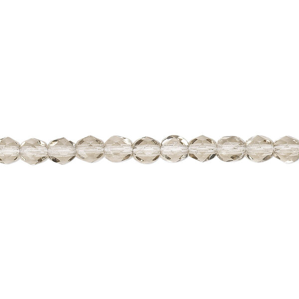 Bead, Czech fire-polished glass, smoke, 4mm faceted round. Sold per pkg of 1,200 (1 mass). image number 0