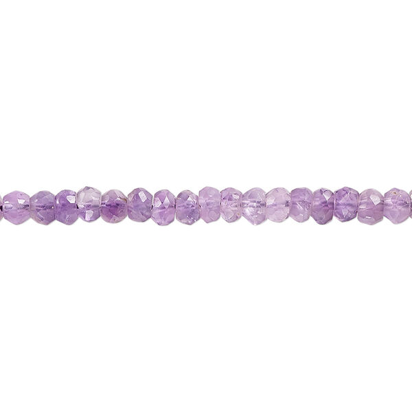 Bead, amethyst (natural), 3x2mm-4x3mm hand-cut faceted rondelle, B grade, Mohs hardness 7. Sold per 15-1/2" to 16" strand. image number 0