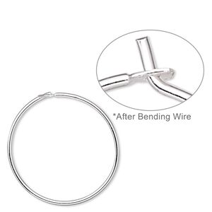 Earring hoop 1pkg10 sterling silver, 19mm round, 5 pair