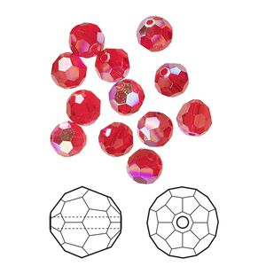 Bead 12pk light Siam AB, Crystal Passions® 6mm round 5000