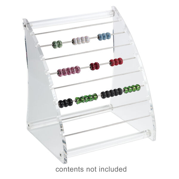 Display, bead rack, acrylic and stainless steel, clear, 9-1/2 x 8 x 7 inches with 8-inch rods. Sold per 9-piece set. image number 1