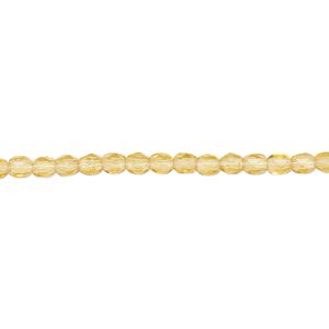 Bead, Czech fire-polished glass, honey, 3mm faceted round. Sold per 15-1/2" to 16" strand, approximately 130 beads.