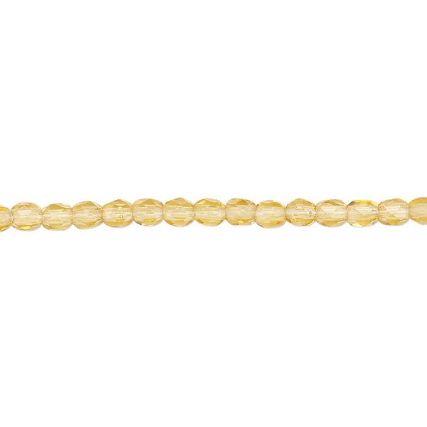 Bead, Czech fire-polished glass, honey, 3mm faceted round. Sold per 15-1/2" to 16" strand, approximately 130 beads. image number 0