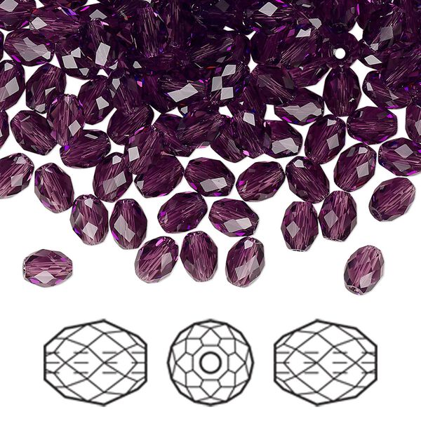 Bead 360pk amethyst, Swarovski® 5x4mm olive briolette 5044 image number 0