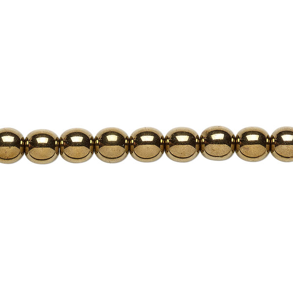 Bead, Czech glass druk, opaque light bronze, 6mm round. Sold per 15-1/2" to 16" strand. image number 0