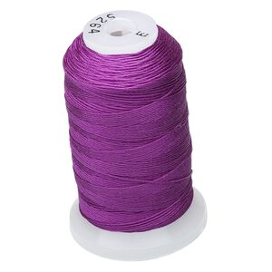 Thread, Purely Silk™, 3-ply, plum, size E. Sold per 200-yard spool.